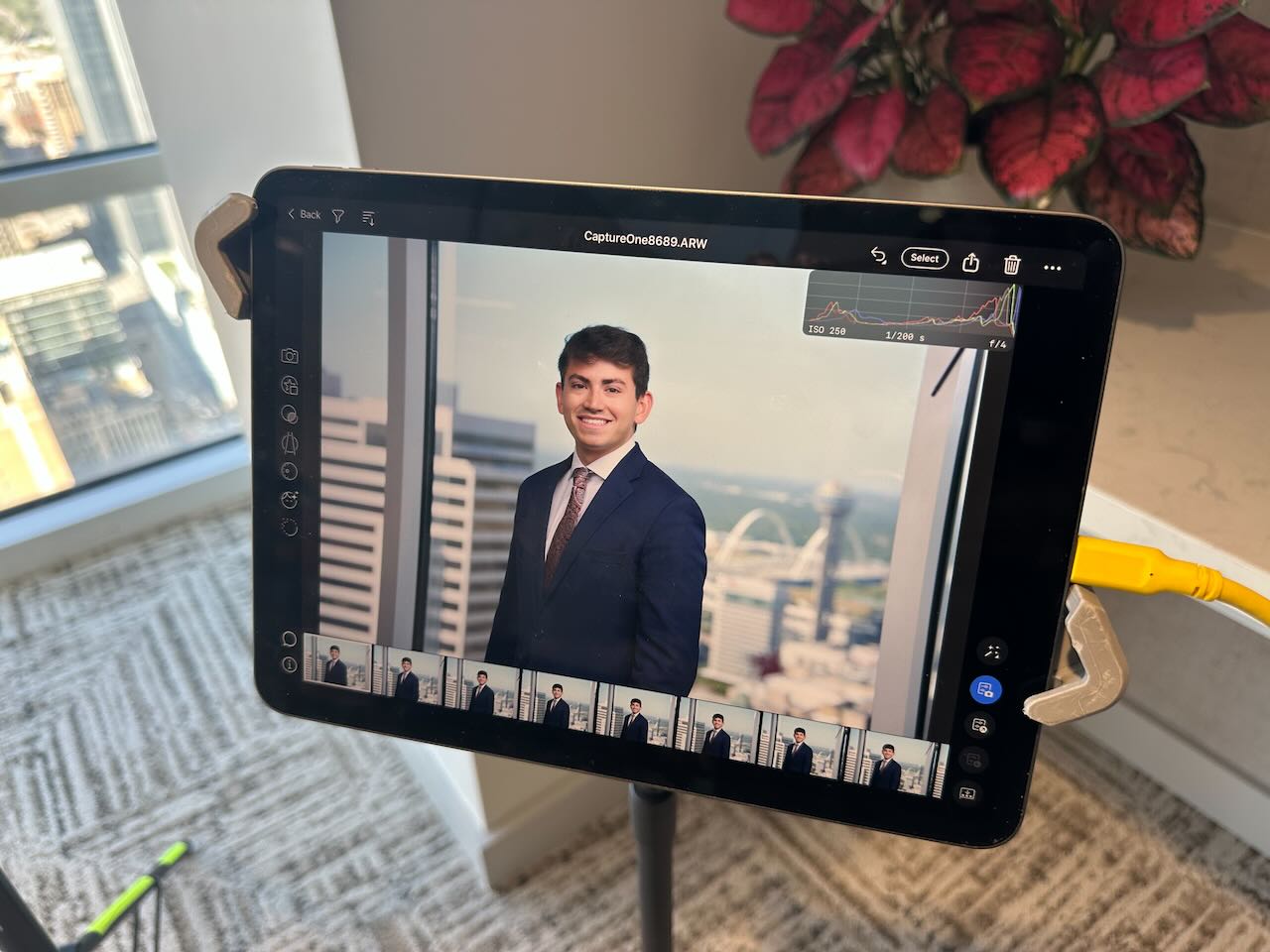 Behind-the-scenes image from Grapevine Photo's nationwide corporate headshot work for a multi-office law firm